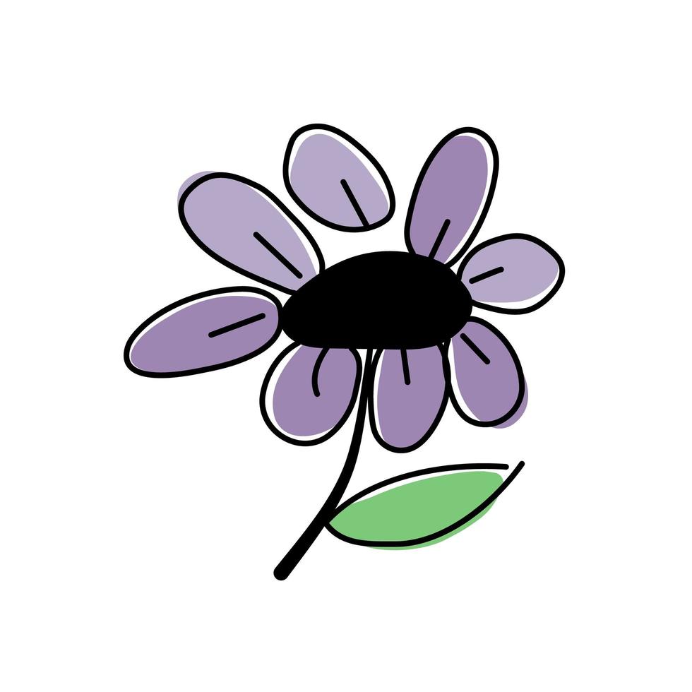 illustration vectorielle de fleur violette isolée sur fond blanc. vecteur