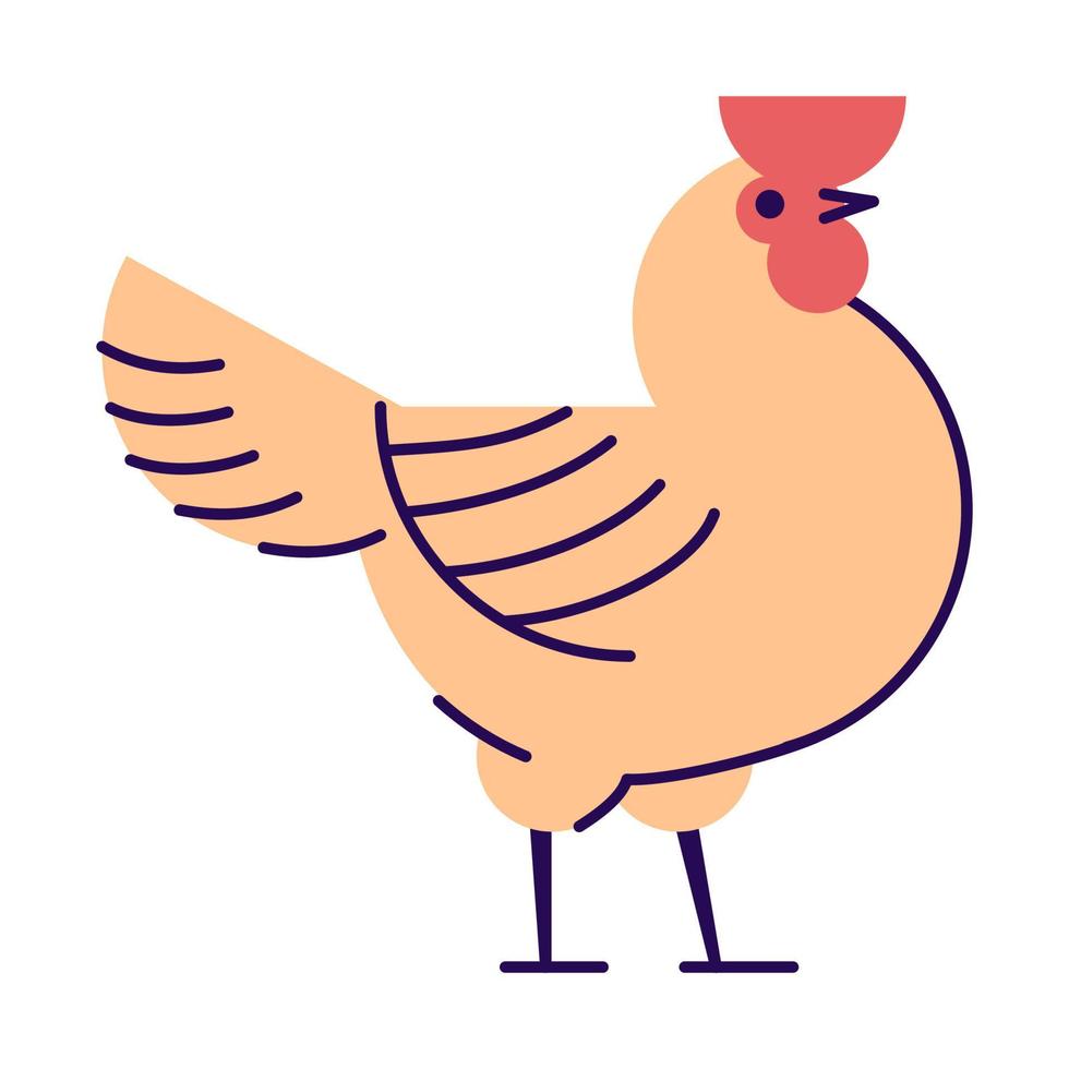 illustration de vecteur plat coq orange. coq isolé sur fond blanc. ferme avicole, logo de dessin animé hennery. élevage d'oiseaux domestiques, élément de conception de production de viande de poulet avec contour
