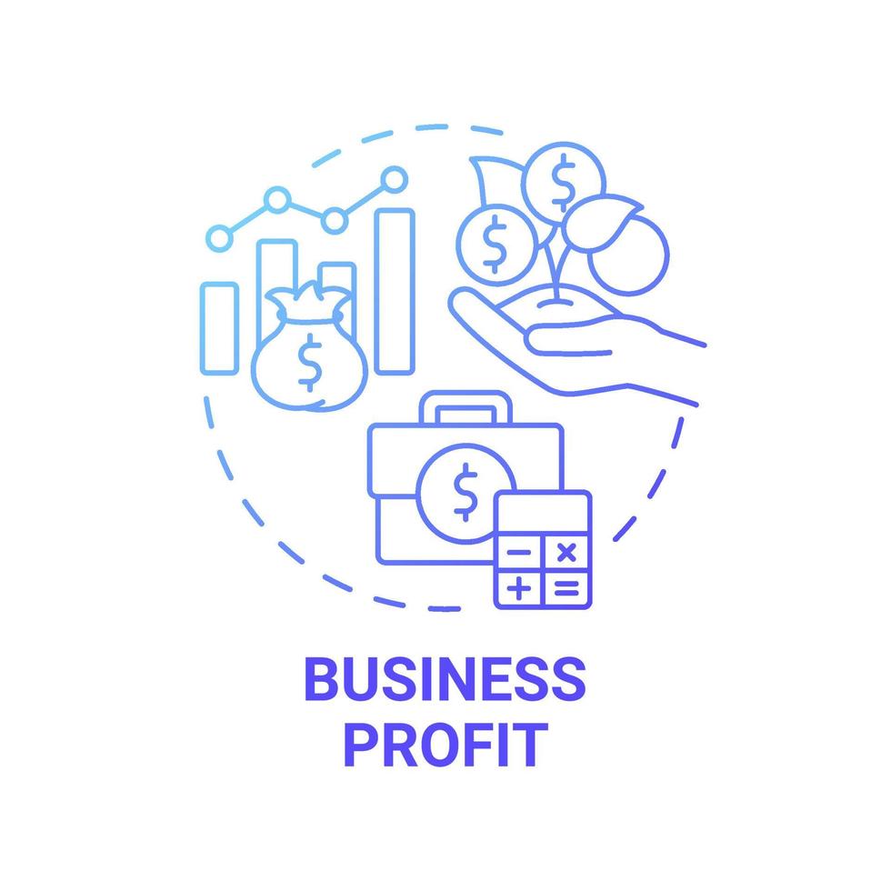 icône de concept de dégradé bleu de profit d'entreprise. illustration de fine ligne d'idée abstraite de finance et d'économie d'entreprise. organisation sociale. revenue de l'entreprise. dessin de couleur de contour isolé de vecteur