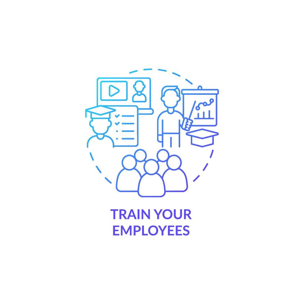 icône de concept de coaching des employés. augmentation de l'efficacité du personnel. développement des compétences et des connaissances. les performances de travail améliorent l'illustration de la ligne mince de l'idée abstraite. dessin de couleur de contour isolé de vecteur