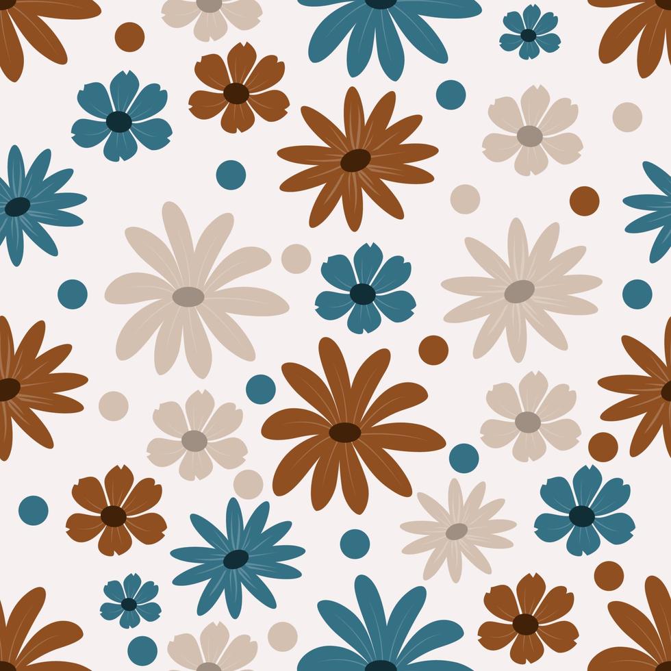 motif floral sans couture sur fond bleu et marron vecteur