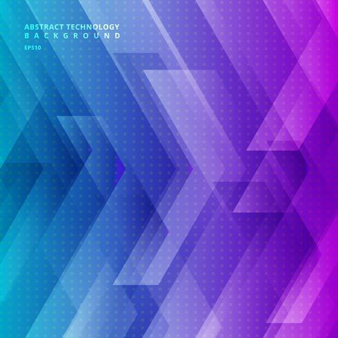 Abstrait bleu et violet dégradé couleur diagonal tech technologie avec grandes flèches signe concept de technologie numérique et rayures. Espace pour votre texte. vecteur