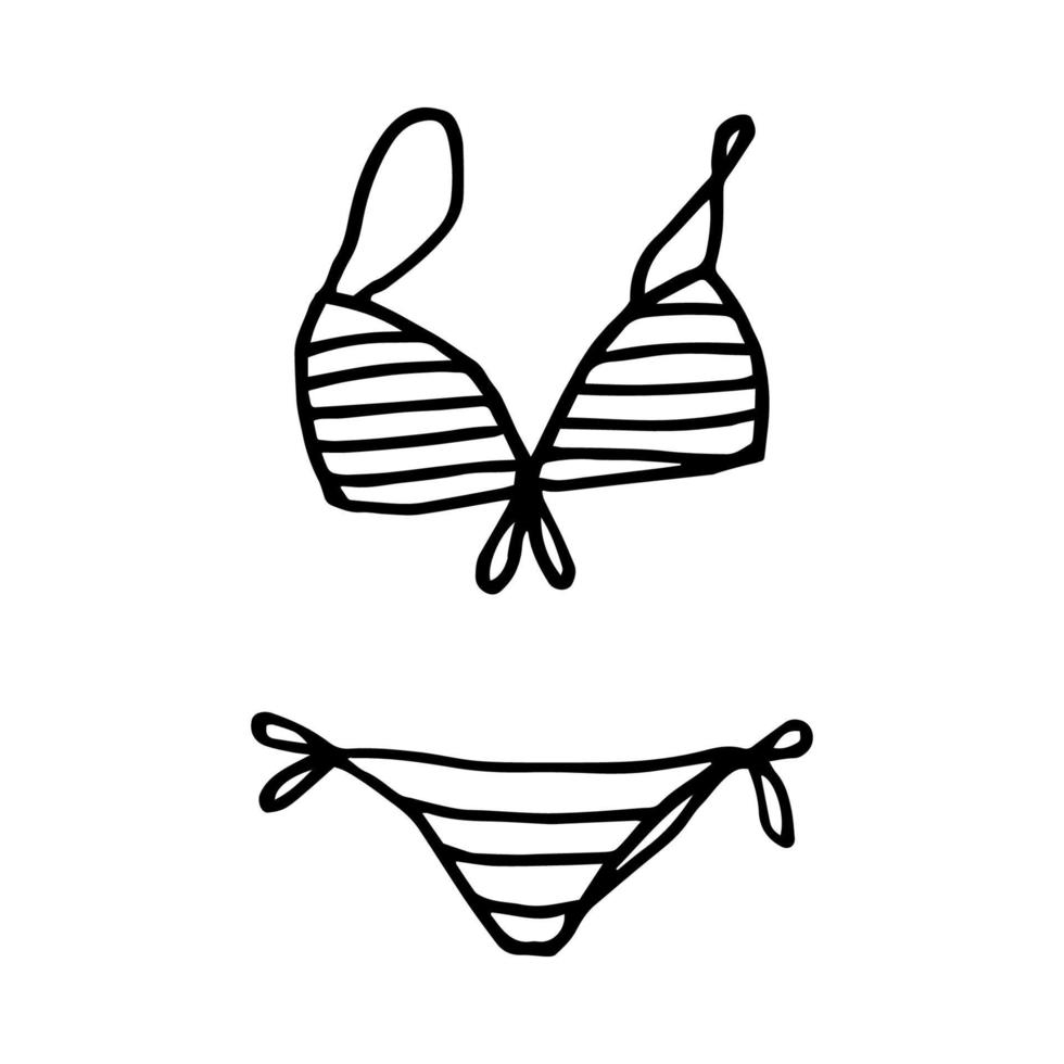 maillot de bain femme dessiné à la main dans un style doodle. illustration de vecteur de maillots de bain isolé sur fond blanc