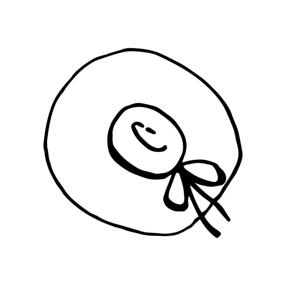 chapeau de paille style doodle. illustration de vecteur de chapeau d'été isolé sur fond blanc