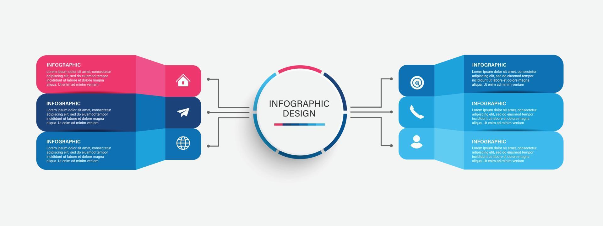 étapes de conception de modèle d'infographie de processus de chronologie d'entreprise avec des icônes vecteur