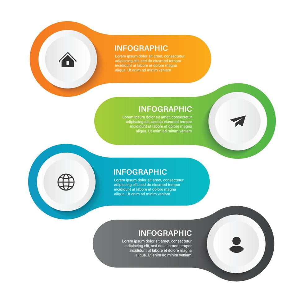 étapes de visualisation des données d'entreprise processus de chronologie conception de modèle infographique avec des icônes vecteur