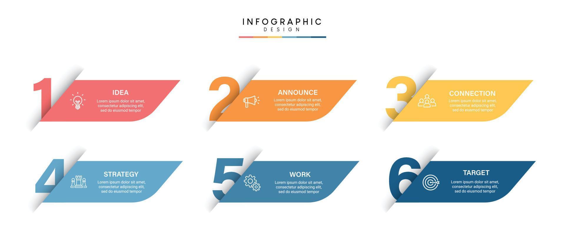 étapes de visualisation des données d'entreprise processus de chronologie conception de modèle infographique avec des icônes vecteur