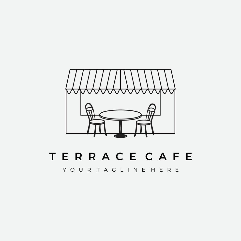 terrasse café logo dessin au trait vecteur illustration conception créatif nature minimaliste monoline contour linéaire simple moderne