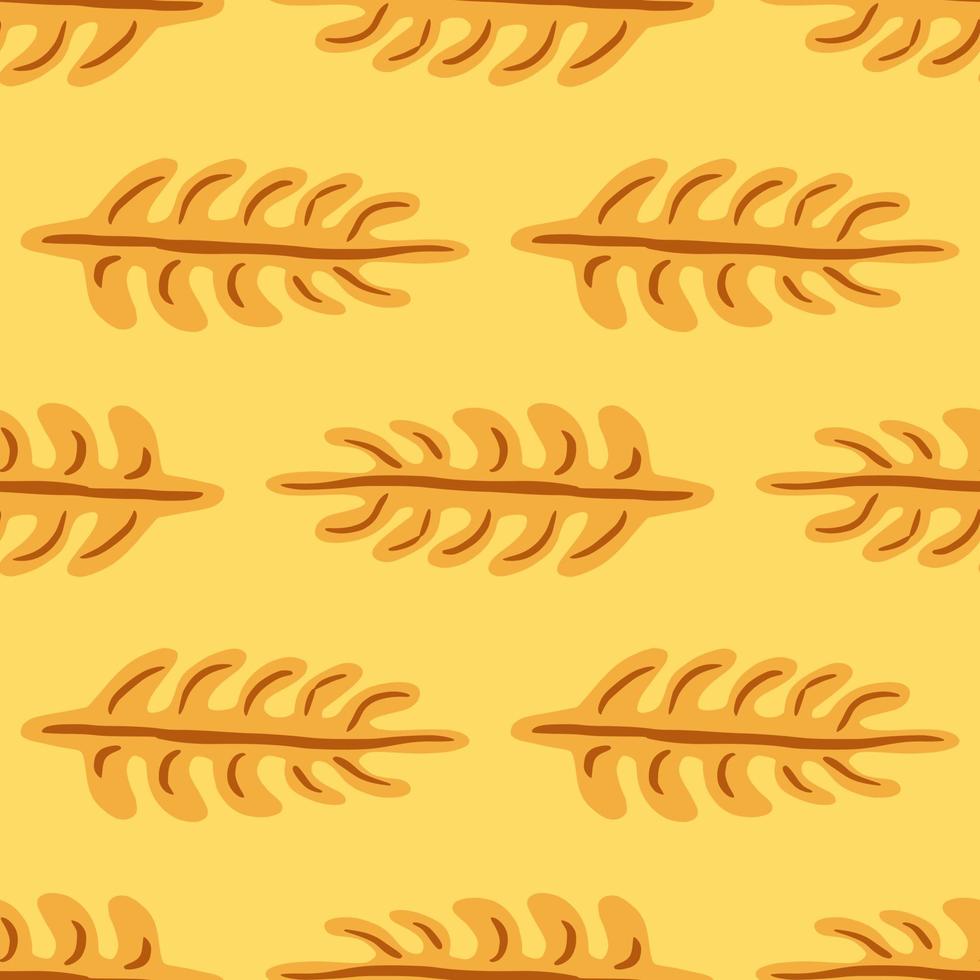 modèle sans couture de tons d'automne dans les tons orange avec ornement de branches de feuilles tropiques doodle. conception simple. vecteur