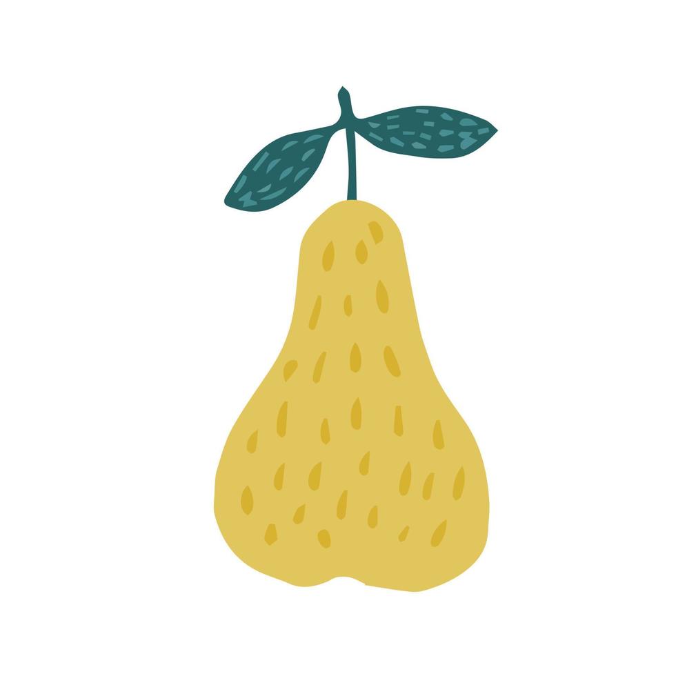 doodle poire jaune isolé sur fond blanc. fruits d'été biologiques frais dans un style dessiné à la main. vecteur