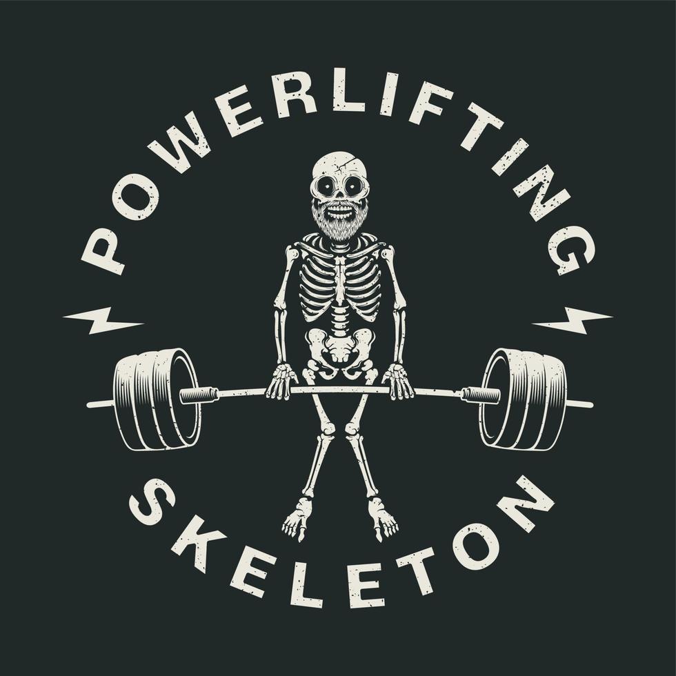 crâne de deadlift, illustration du crâne humain, squelette avec haltérophilie. élément de conception pour logo, affiche, carte, bannière, emblème, t-shirt. illustration vectorielle vecteur