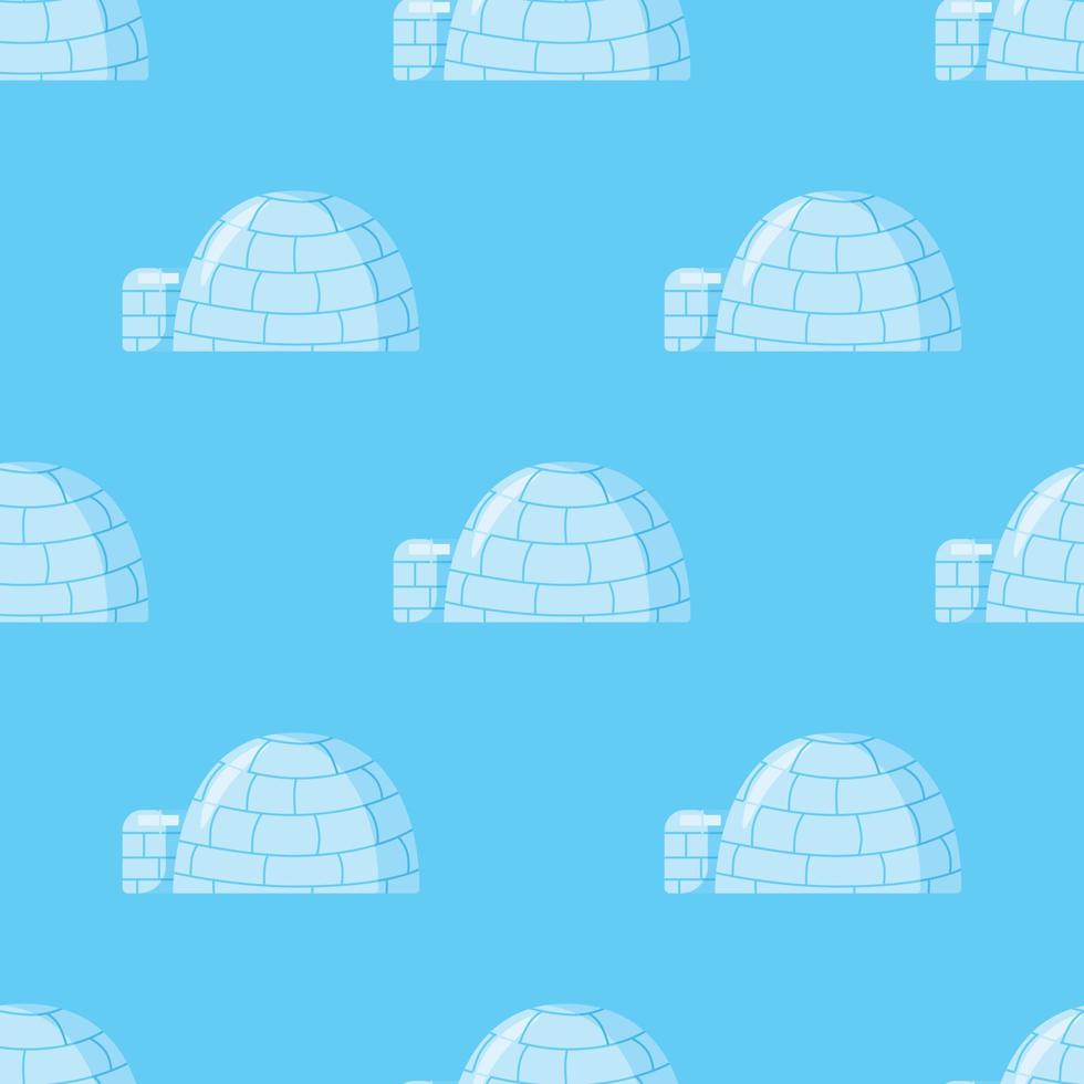 modèle sans couture d'igloo sur fond bleu. fond d'écran de maison glaciale. vecteur