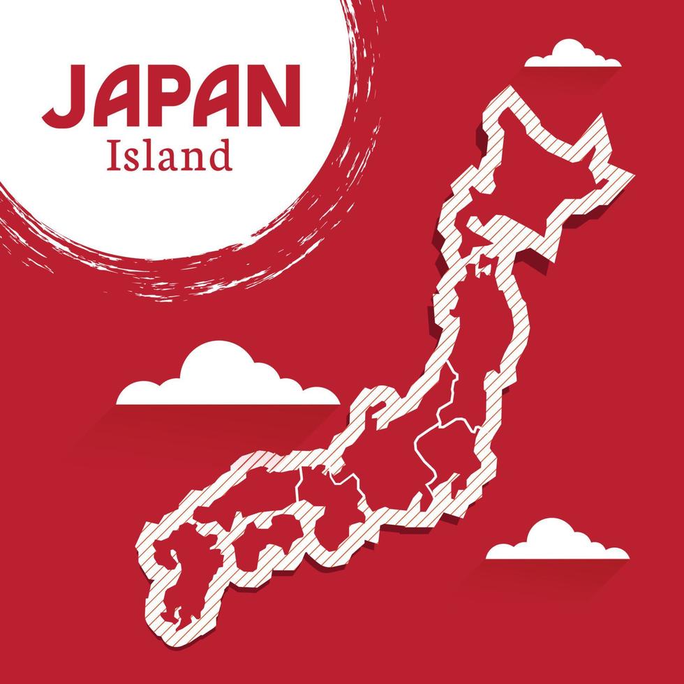 modèle de publication pour la carte vectorielle de l'île japonaise des médias sociaux, illustration très détaillée. le japon est l'un des pays d'asie. vecteur