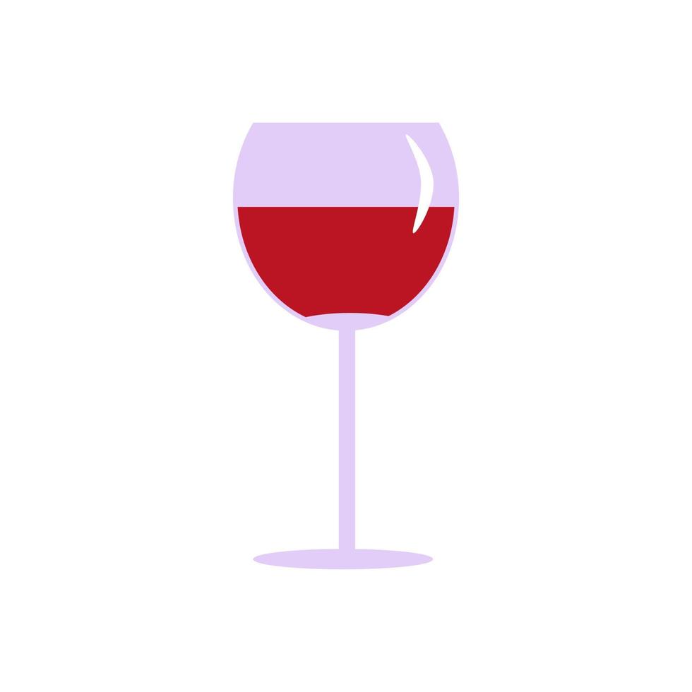 verre de vin isolé sur fond blanc dans un style plat. conception de menus de barre. vecteur