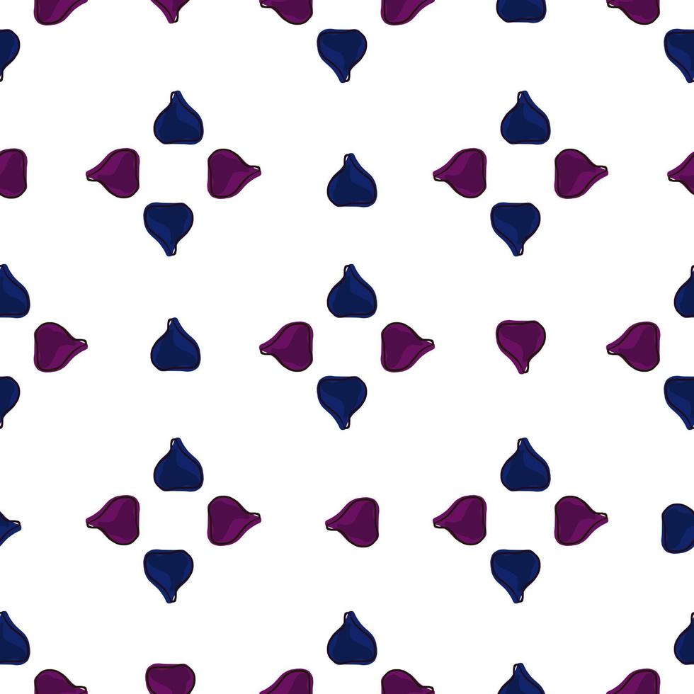 modèle sans couture de style géométrique avec ornement de figue violet et bleu. toile de fond de fruits isolés. fond blanc. vecteur