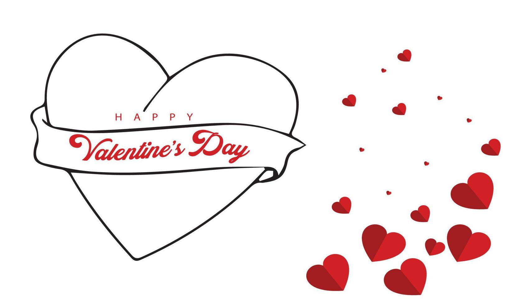 design de fond happy valentines day avec des formes d'amour courbe de style papercut vecteur