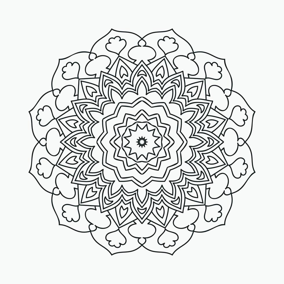 mandala de griffonnage sur fond blanc. motif de mandala dans le style arabe. illustration d'art de ligne de mandala floral. conception de mandala de décoration dans le style arabe. page de coloriage pour enfants. vecteur