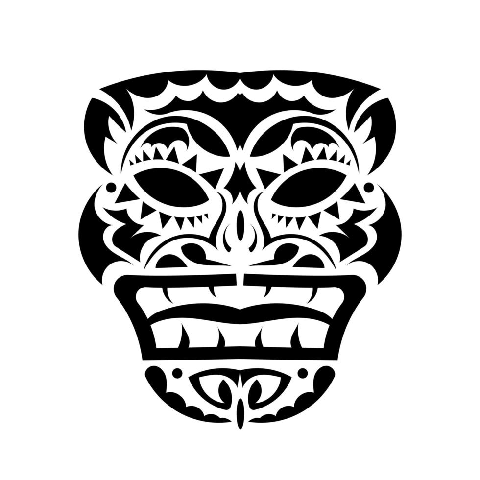 tatouage de masque de démon dans le style polynésien. visage maori. motifs tribaux hawaïens. isolé. illustration vectorielle. vecteur