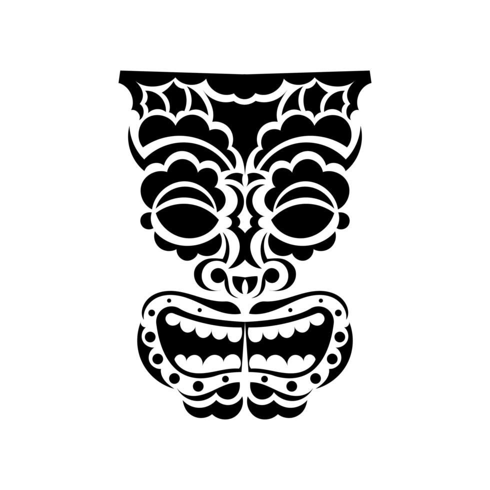 totem est le visage des tribus hawaïennes. visage de style polynésien ou maori. les oreilles des anciennes tribus. bon pour les imprimés, les tatouages et les t-shirts. isolé. illustration vectorielle. vecteur