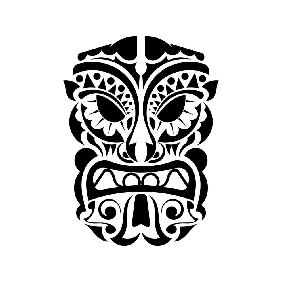 tatouage de masque de démon dans le style polynésien. visage maori. motifs tribaux hawaïens. isolé. vecteur