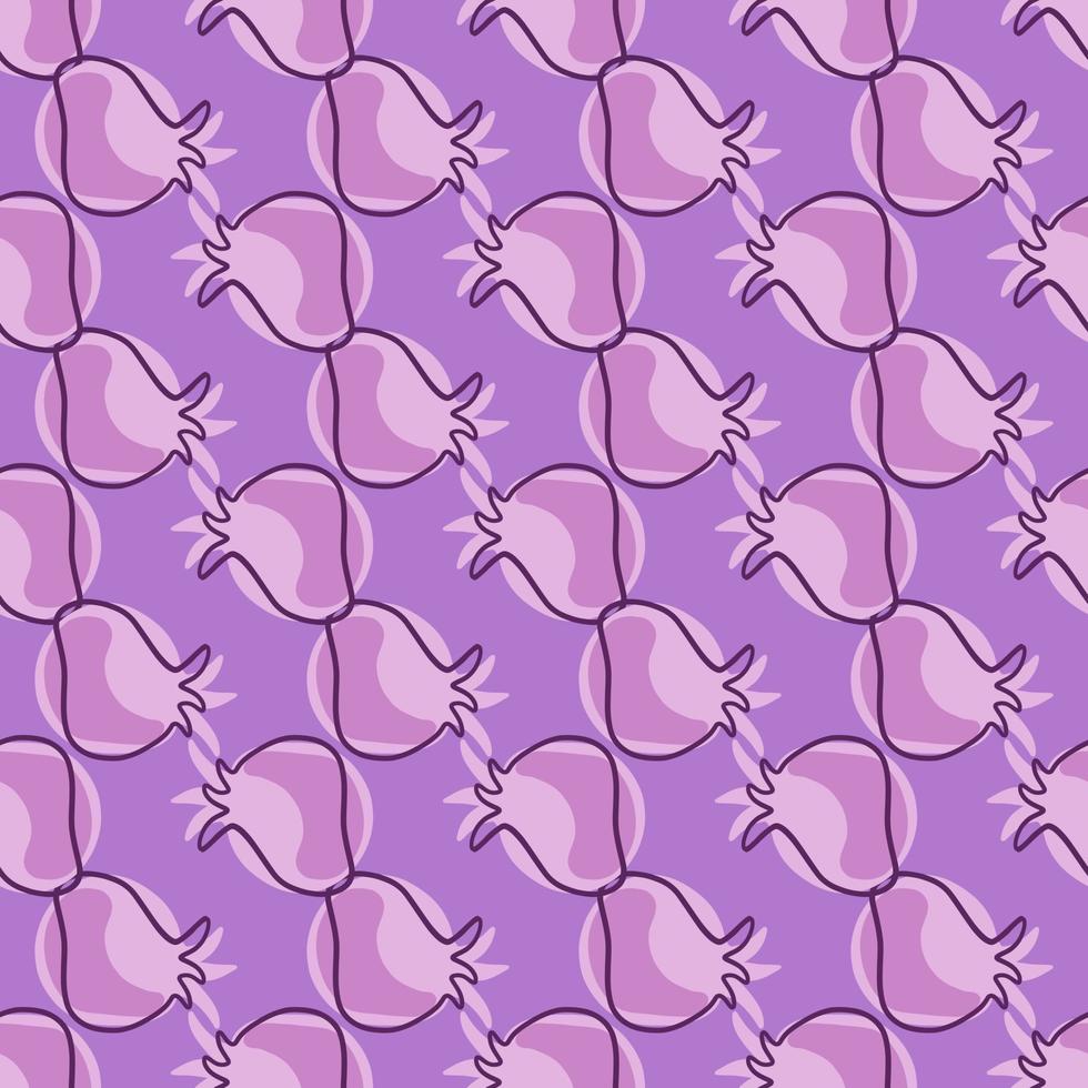 motif décoratif harmonieux dessiné à la main avec de petites silhouettes de grenade profilées. couleurs violettes. vecteur