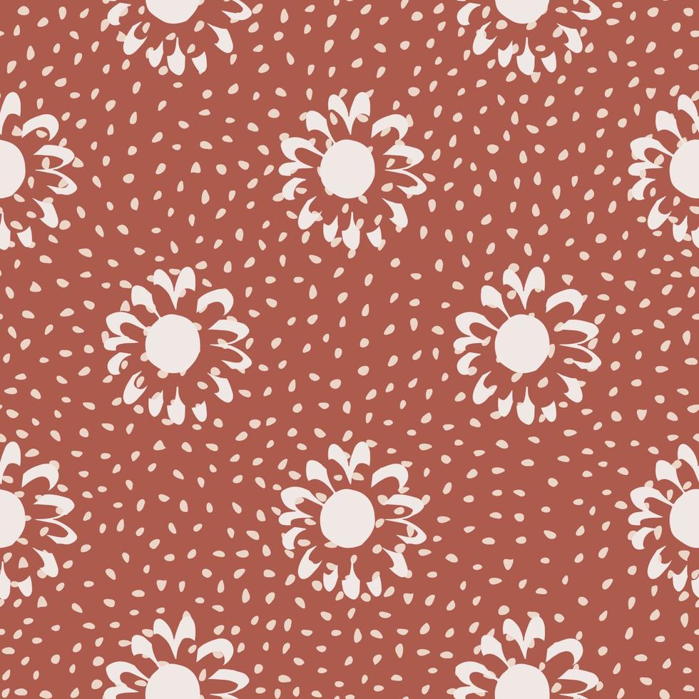 motif floral sans couture avec des fleurs légères sur fond pointillé rouge. vecteur