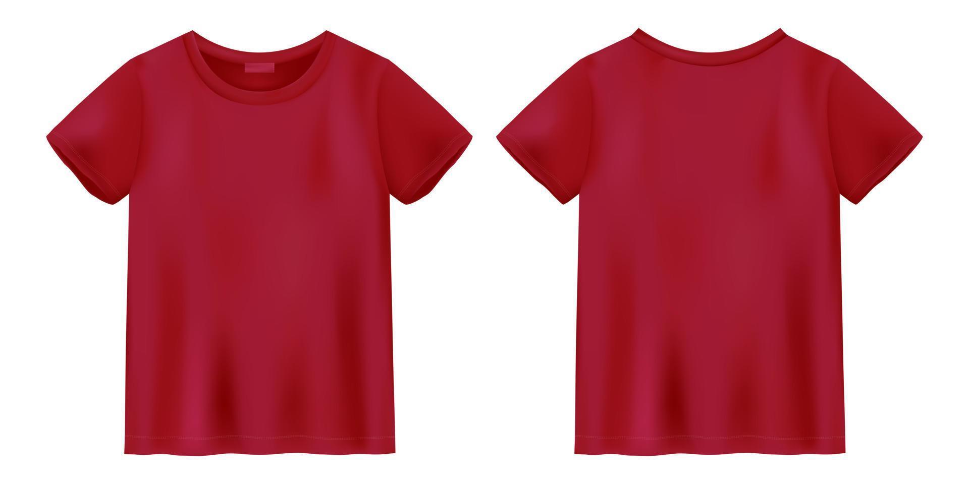 maquette de t-shirt rouge foncé unisexe. modèle de conception de t-shirt. vecteur