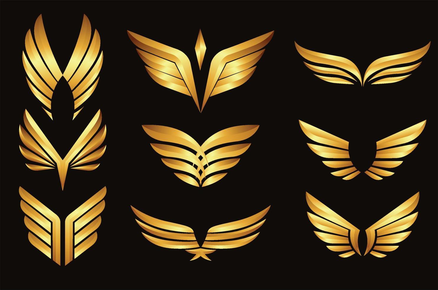 ailes dorées métalliques vecteur