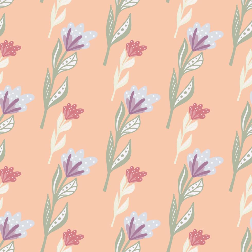 motif floral d'été sans couture avec des silhouettes de fleurs de couleur bleue et verte. fond pastel. vecteur