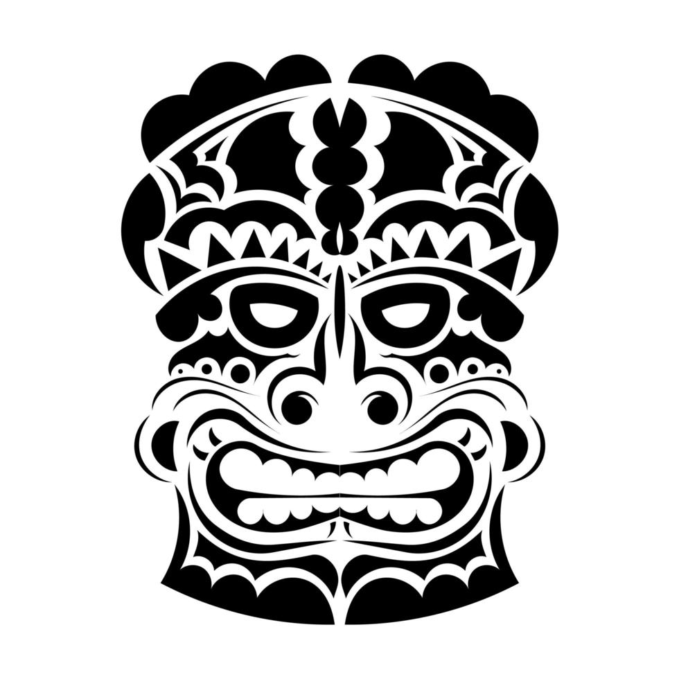 tatouage de visage dans le style polynésien. masque maori. motifs tribaux hawaïens. isolé. illustration vectorielle. vecteur