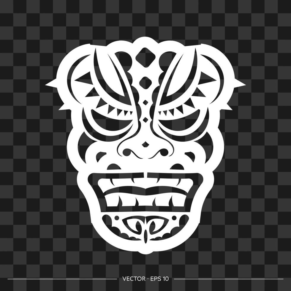 totem en forme de visage fait de motifs. le contour du visage ou du masque d'un guerrier. motifs polynésiens, hawaïens ou maoris. pour les t-shirts et les imprimés. illustration vectorielle. vecteur