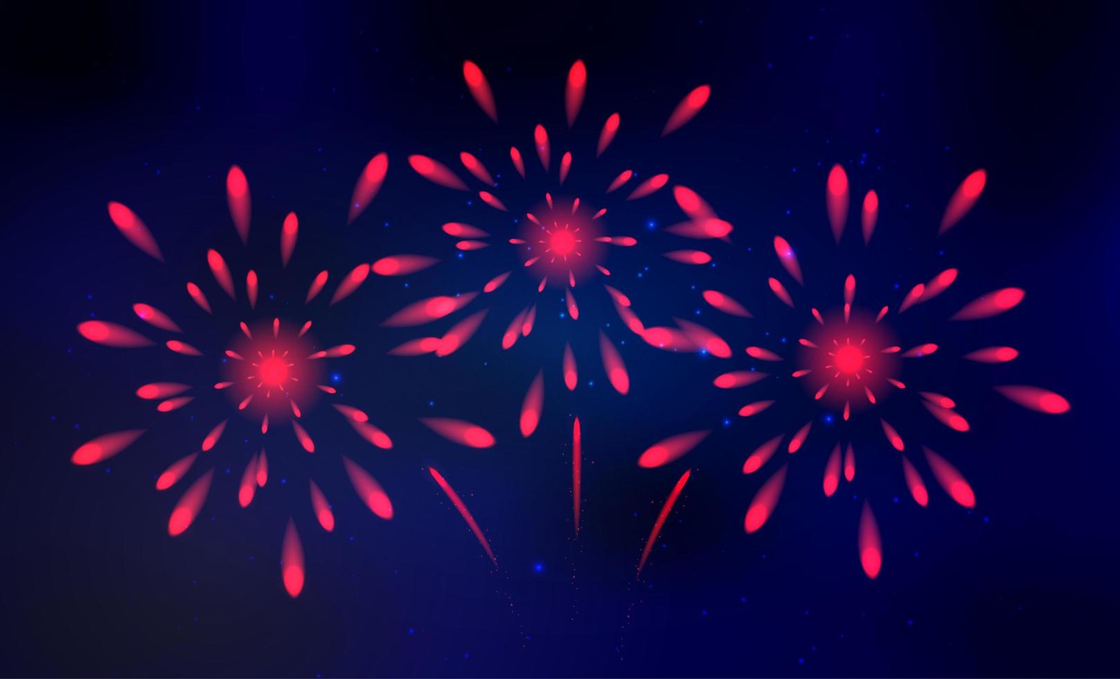 vecteur de feux d'artifice coloré, étincelant dans le ciel bleu foncé, feux d'artifice pour les événements festifs, nouvel an, noël.