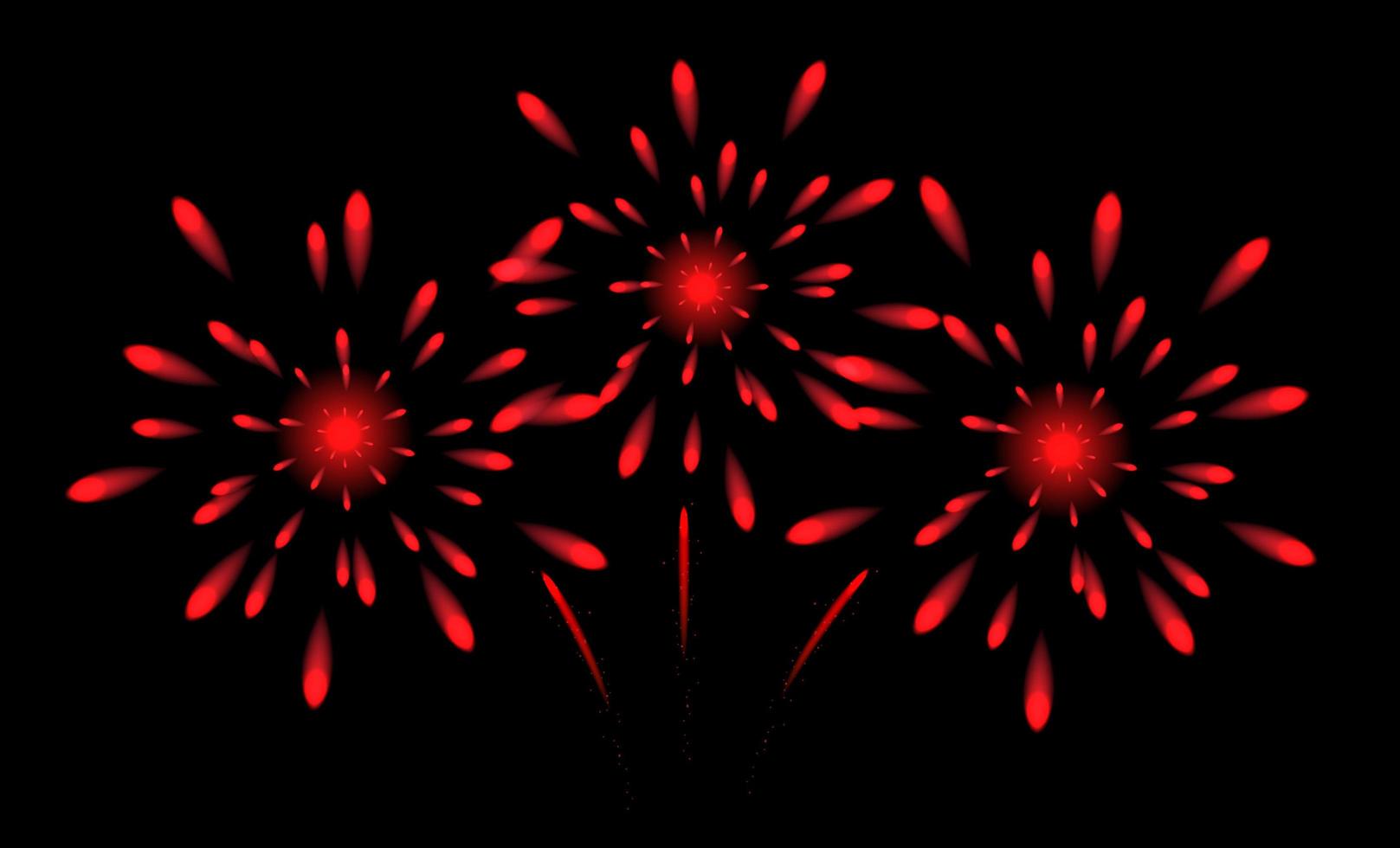 feu d'artifice rouge. isolé sur fond noir. style réaliste. illustration vectorielle. vecteur