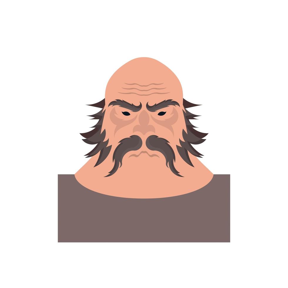 un homme chauve avec une moustache et une barbe. icône de l'homme brutal. isolé. vecteur. vecteur