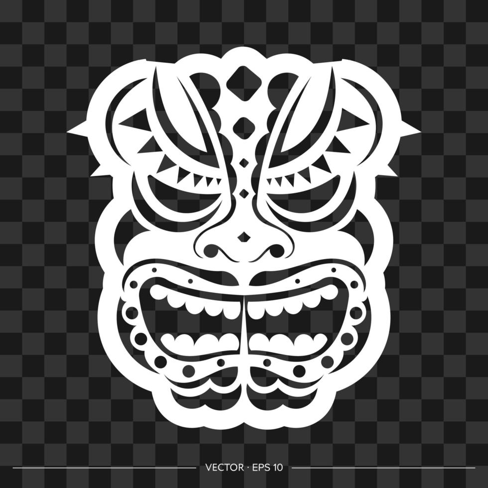 masque de polynésie à partir de motifs. le contour du visage ou du masque d'un guerrier. motifs polynésiens, hawaïens ou maoris. modèle pour impression, t-shirt ou tatouage. illustration vectorielle. vecteur