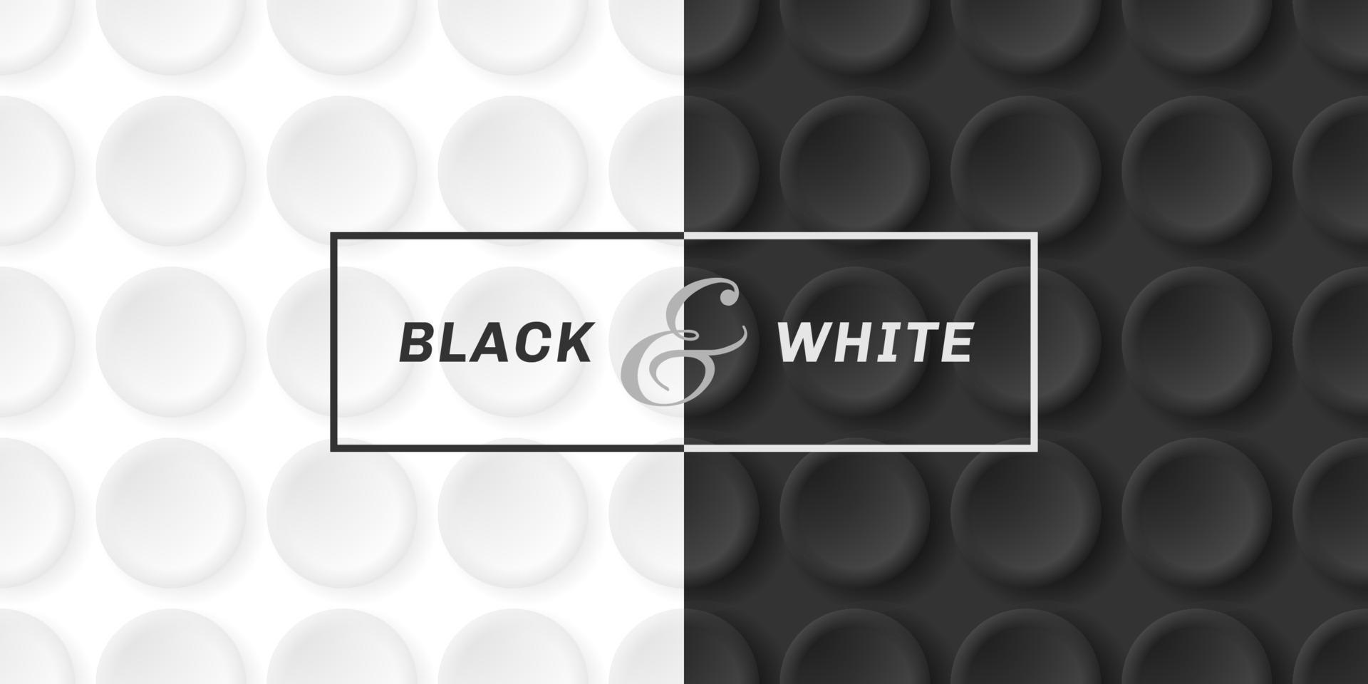 3d cercles noirs et blancs en relief sans soudure de fond vecteur