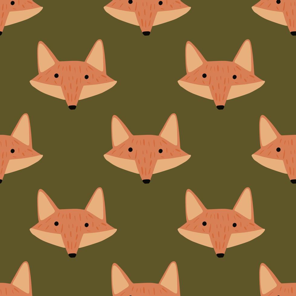 motif de renard sans couture dans un style à main levée. tête d'animaux sur fond coloré. illustration vectorielle pour le textile. vecteur