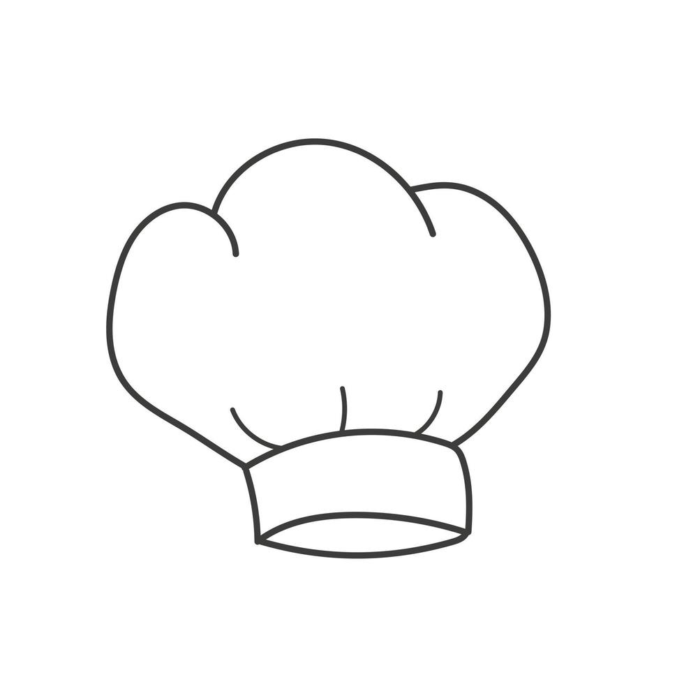 icône de chapeau de chef, illustration vectorielle dessinés à la main. Coiffe de ligne isolé sur fond blanc vecteur