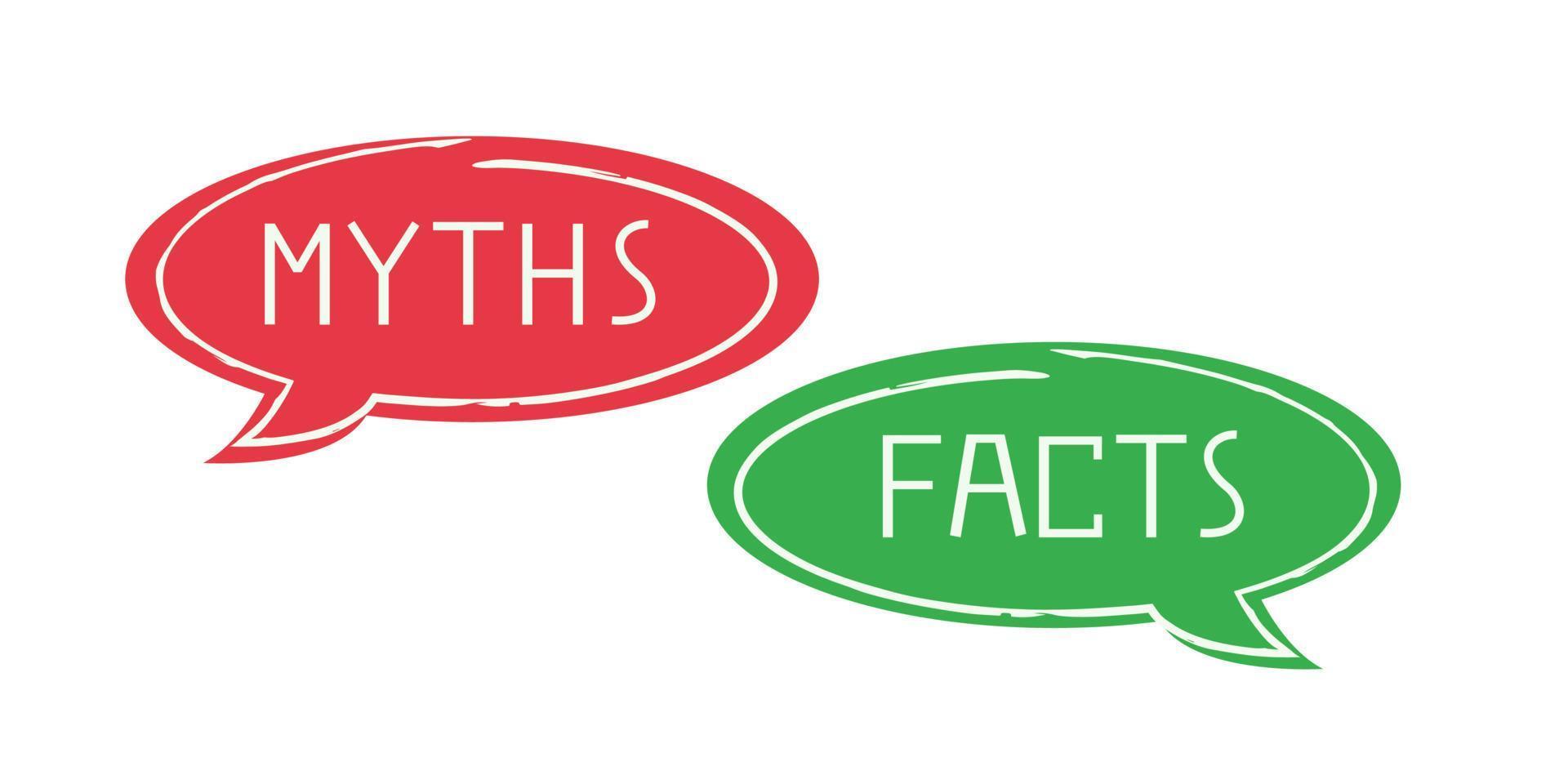 icône d'infographie mythes vs faits. bulle de vérité ou de fiction isolée sur fond blanc. vecteur