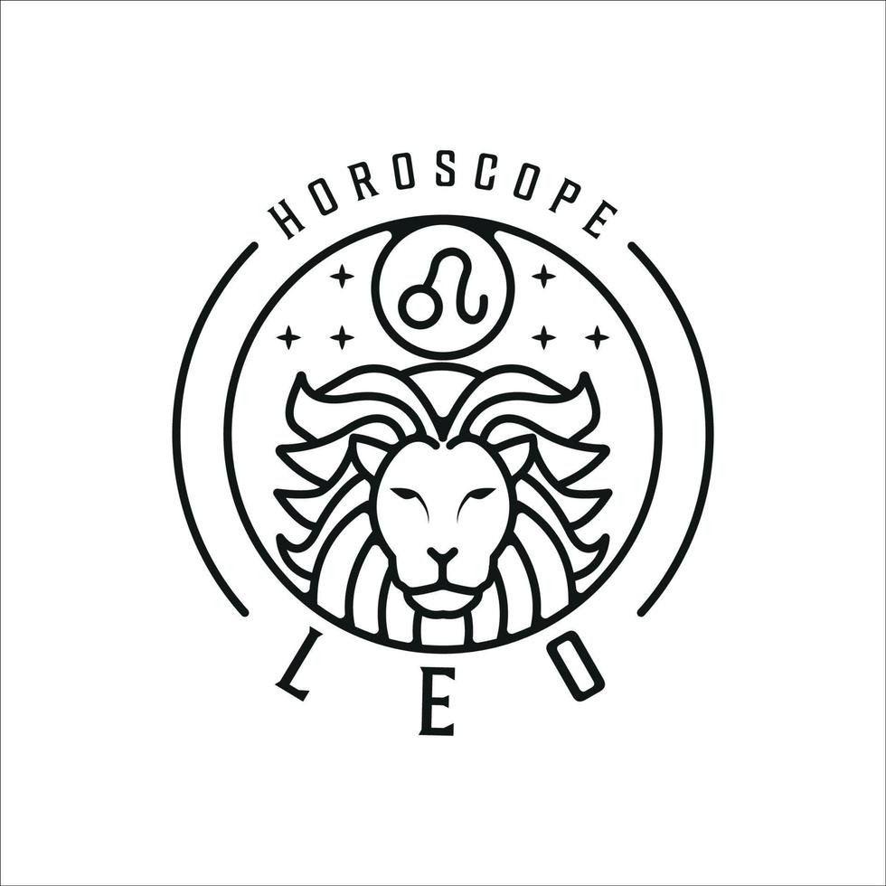 lion zodiaque de leo logo dessin au trait simple illustration vectorielle minimaliste modèle icône design. signe astrologique mysticisme et symbole de l'astrologie vecteur