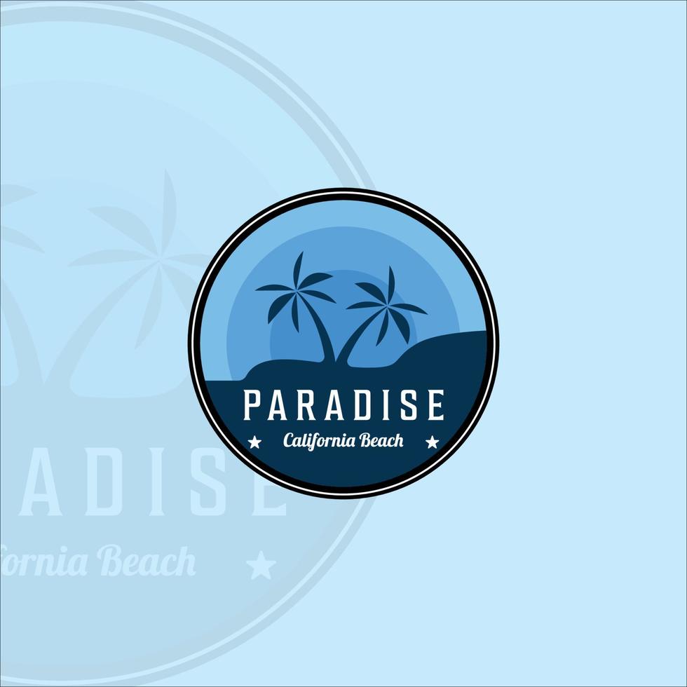 plage ou paradis emblème logo illustration vectorielle vintage moderne modèle icône graphisme. palmier ou cocotier à l'extérieur signe ou symbole d'aventure de voyage vecteur