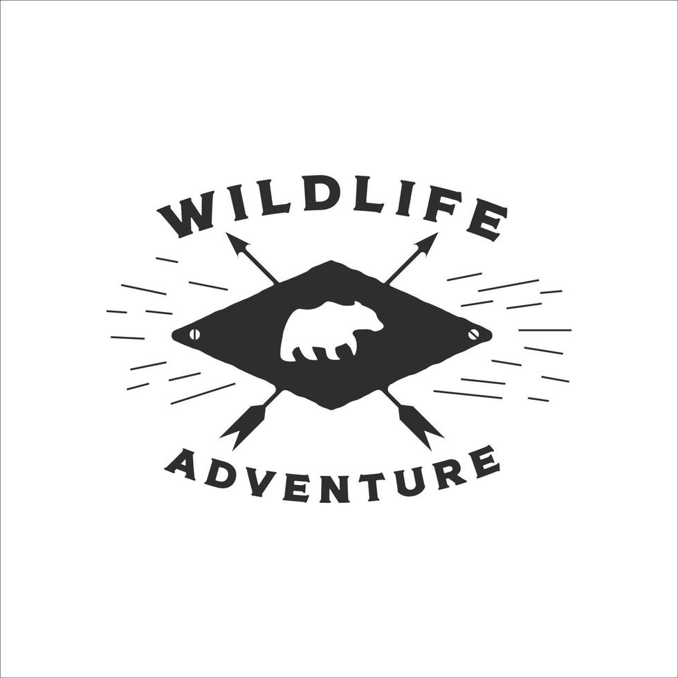 conception d'icône de modèle d'illustration vectorielle vintage de logo d'ours sauvage. signe d'aventure en plein air pour une agence de voyage vecteur