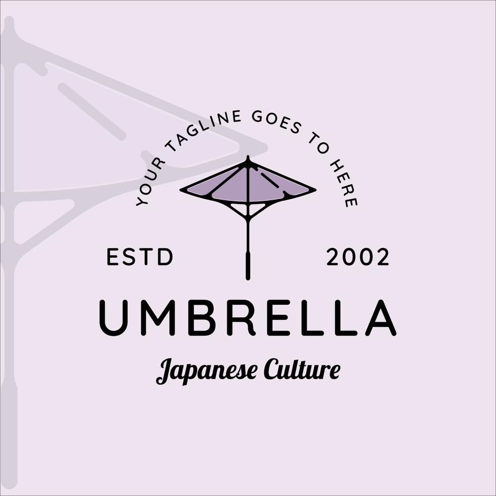 parapluie japonais ou chinois logo moderne dessin au trait simple illustration vectorielle minimaliste modèle icône conception graphique vecteur