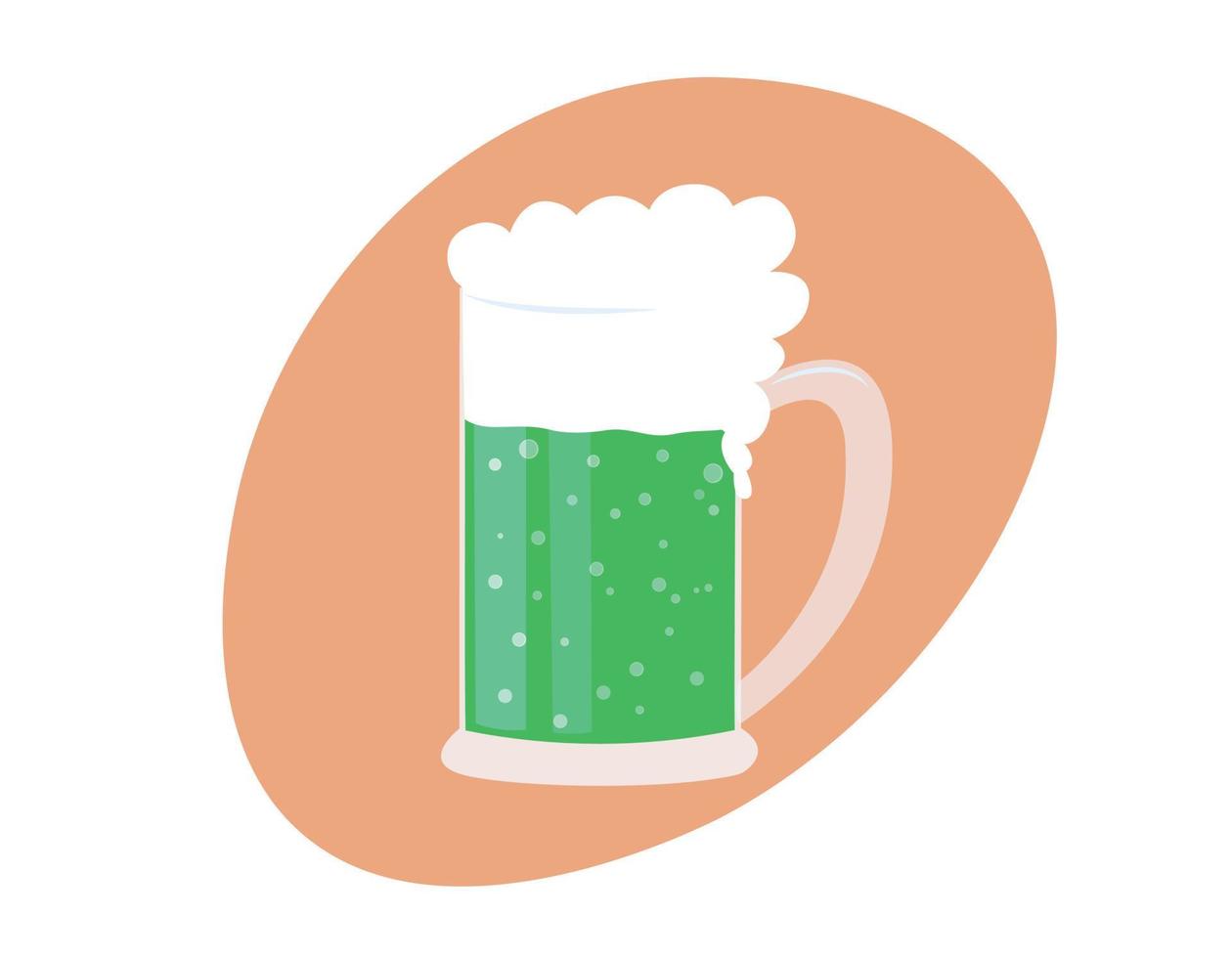 chope de bière verte isolée. symbole de la saint-patrick. boisson alcoolisée traditionnelle de la fête nationale irlandaise de patrick. illustration vectorielle plate vecteur