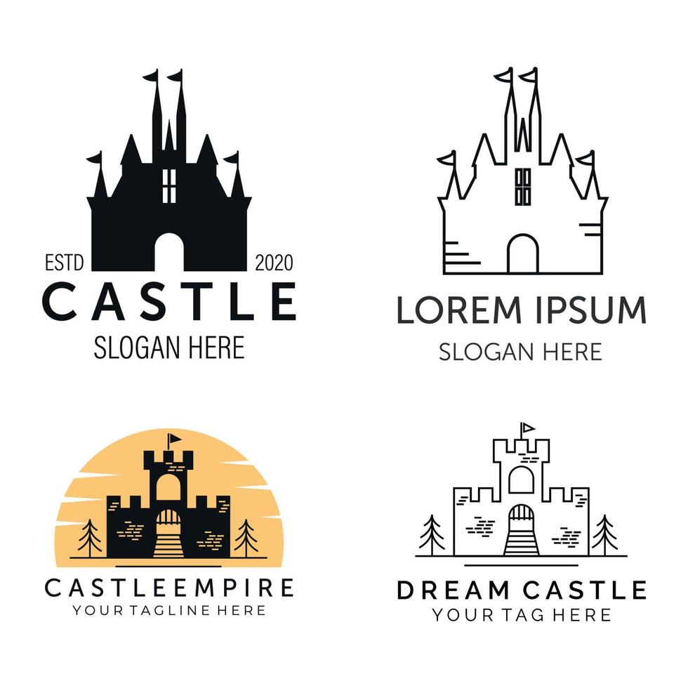 château de rêve ensemble collection bundle icône logo illustration vecteur modèle conception