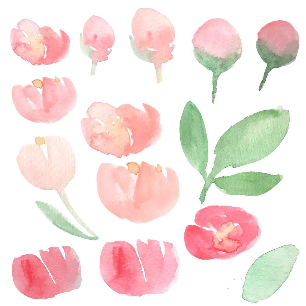 cadre de guirlande de fleurs de pivoine rouge et rose lâche aquarelle vecteur