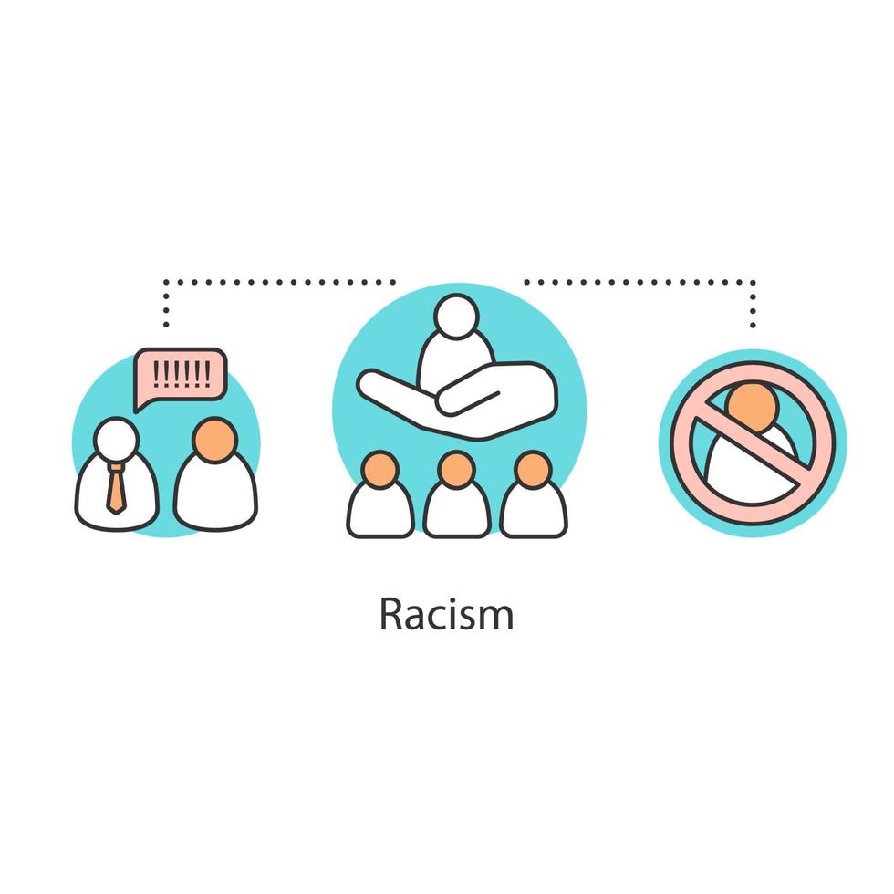 icône de concept de racisme. illustration de la ligne mince de l'idée de discrimination raciale. protection des droits de l'homme. dessin de contour isolé de vecteur