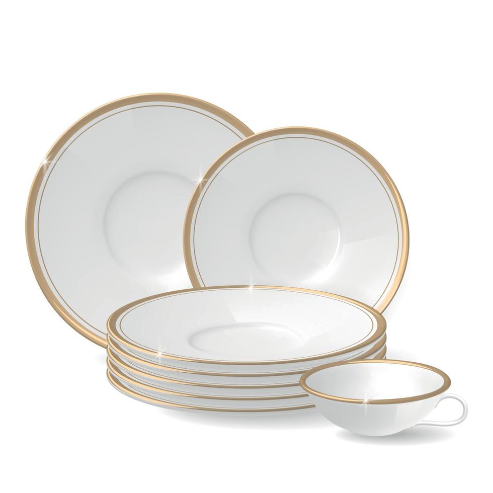 assiettes plats ensemble réaliste vecteur