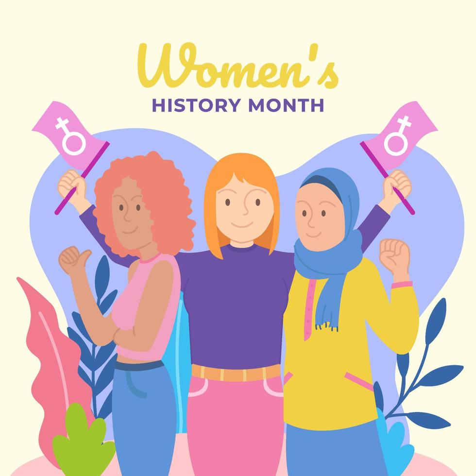 concept du mois de l'histoire des femmes vecteur