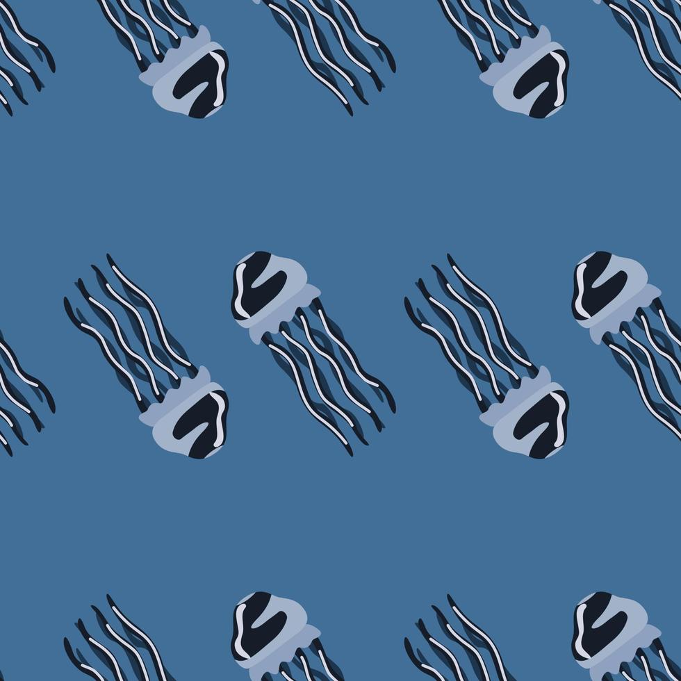 méduses de modèle sans couture sur fond bleu clair. ornement simple avec des animaux marins. vecteur